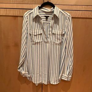 White and blue stripped shirt